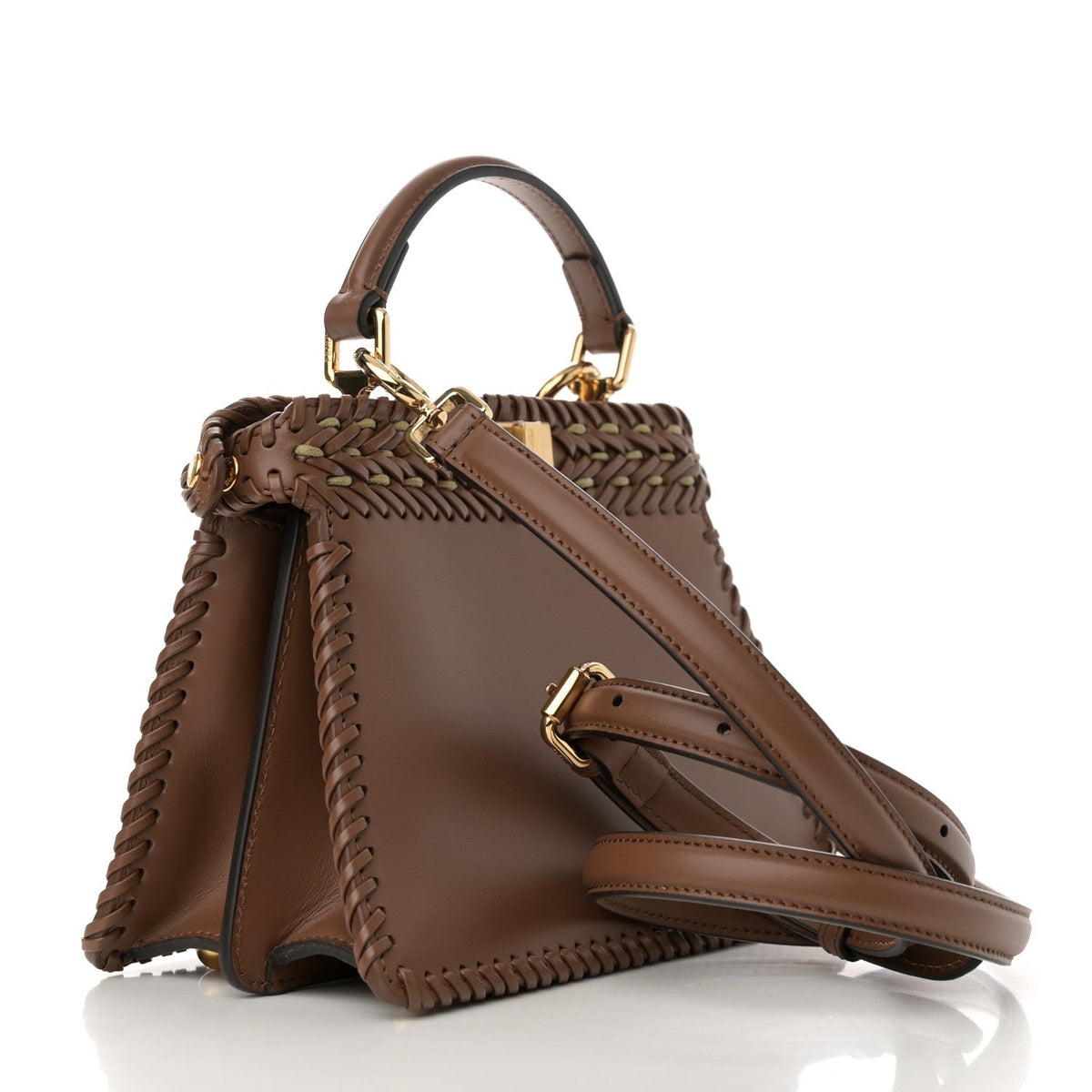 Vitello King Shiny Nappa Intreccio Petite Peekaboo I SEE U Satchel Gianduia