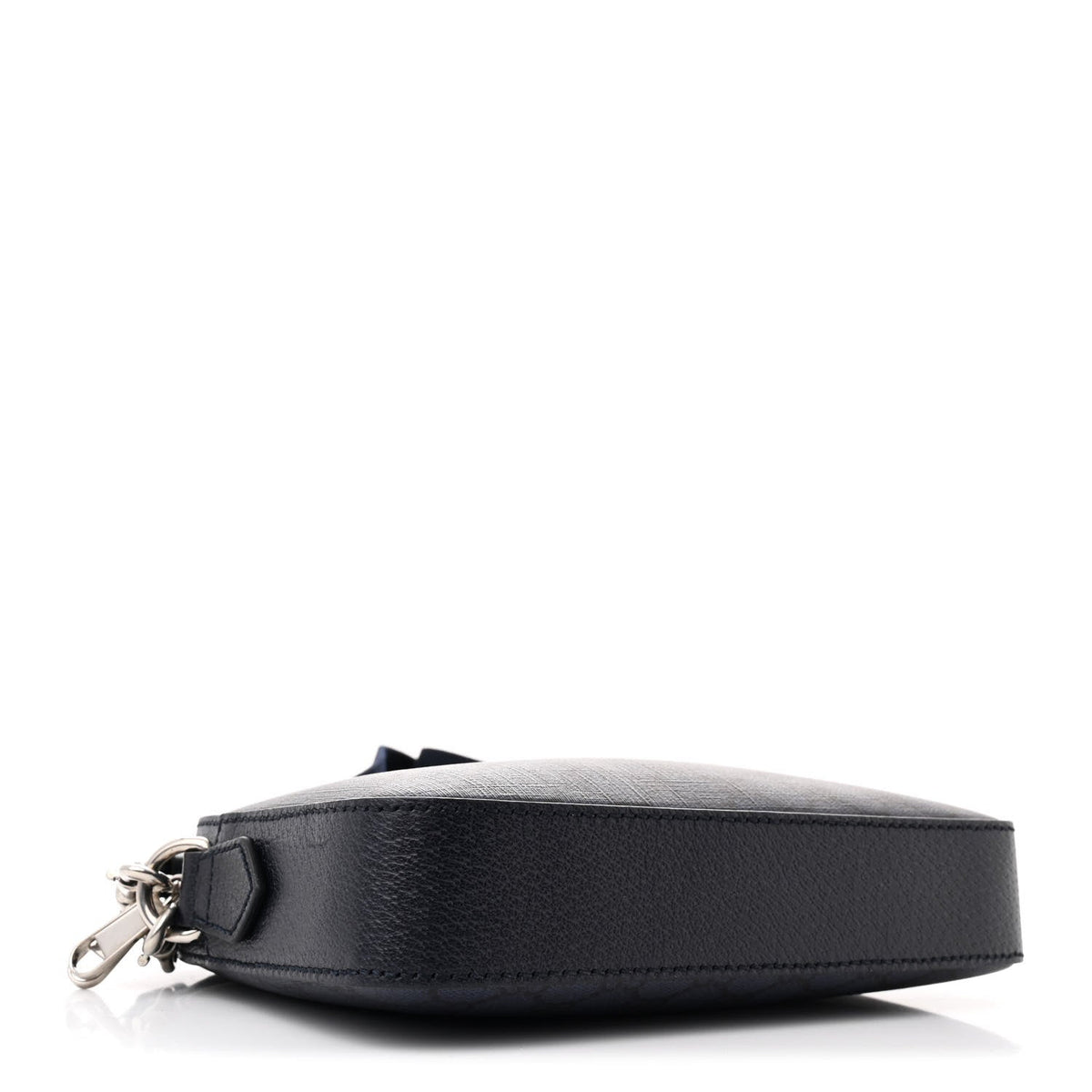 GG Supreme Monogram Textured Dollar Calfskin Web Ophidia Wristlet Shoulder Bag Black Blue