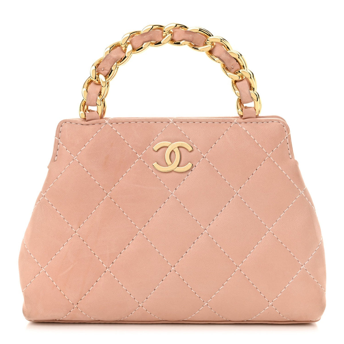 Lambskin Quilted Mini Evening Bag Pink