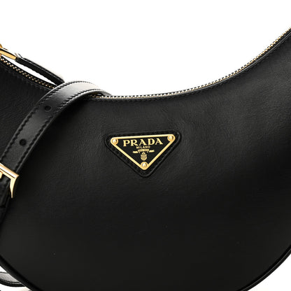 Soft Calfskin Arque Shoulder Bag Black
