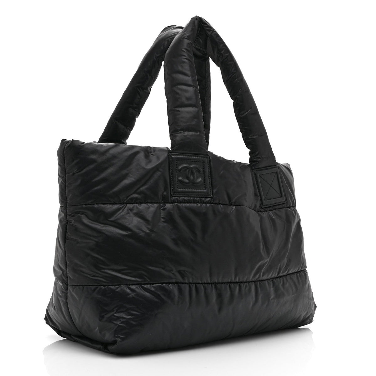 Nylon Quilted Large Coco Cocoon Reversible Tote Black