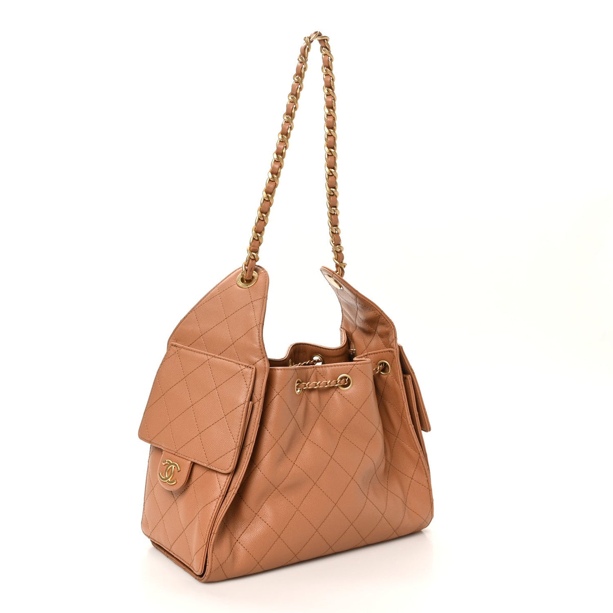 Caviar Quilted Small Chanel 25 Handbag Brown