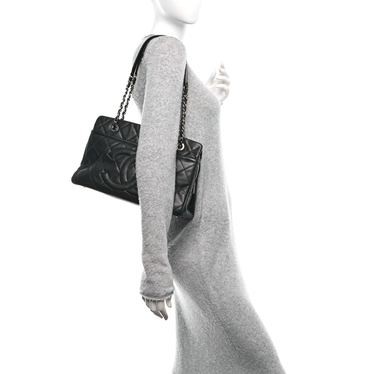 Caviar Quilted Timeless CC Soft Tote Black