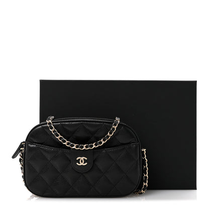 Caviar Quilted Chain Camera Bag Black