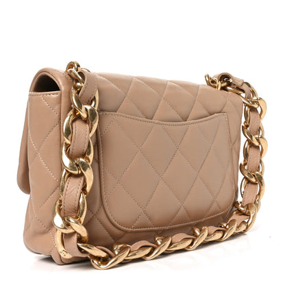 Lambskin Quilted Large CC Funky Town Flap Beige
