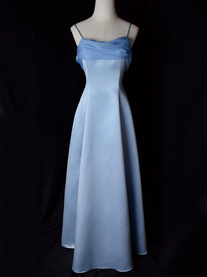 Lilac Spaghetti Straps A-Line Long Party Dress Vintage Evening Gown MD7568