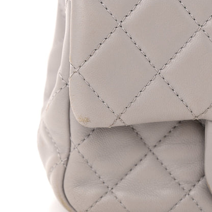 Lambskin Quilted Mini Pearl Crush Flap Light Grey