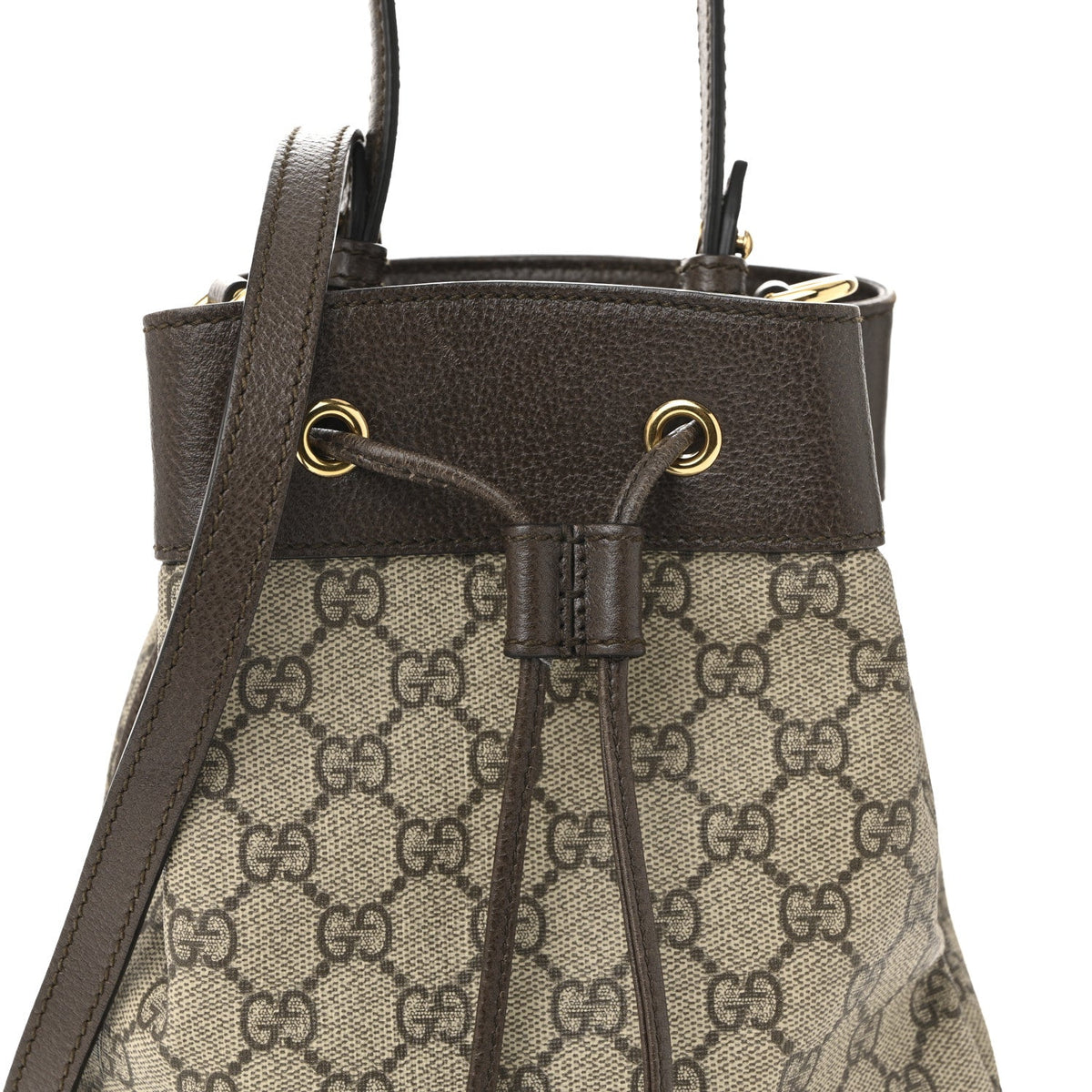 GG Supreme Monogram Web Small Ophidia Bucket Bag Brown