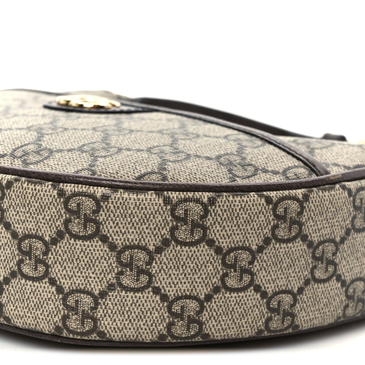 GG Supreme Monogram Textured Dollar Calfskin Small Ophidia Shoulder Bag Beige Ebony New Acero