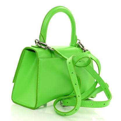 Shiny Box Calfskin Hourglass Top Handle Bag XS Fluo Green