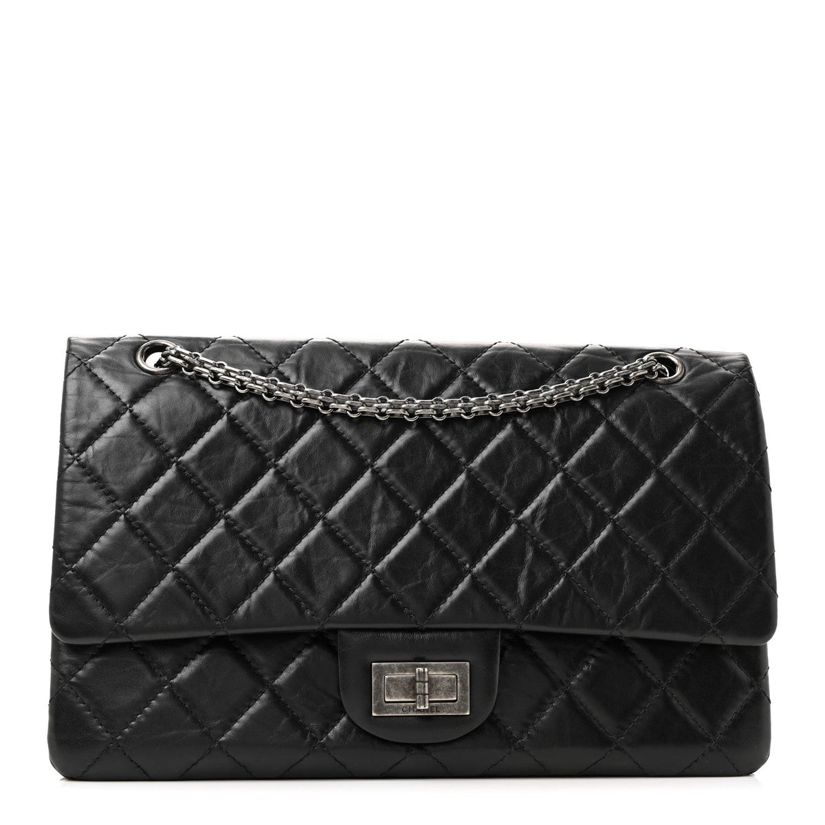 Aged Calfskin Quilted 2.55 Reissue 227 Flap Black
