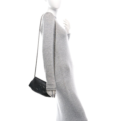 Lambskin Half Moon Wallet On Chain WOC Black