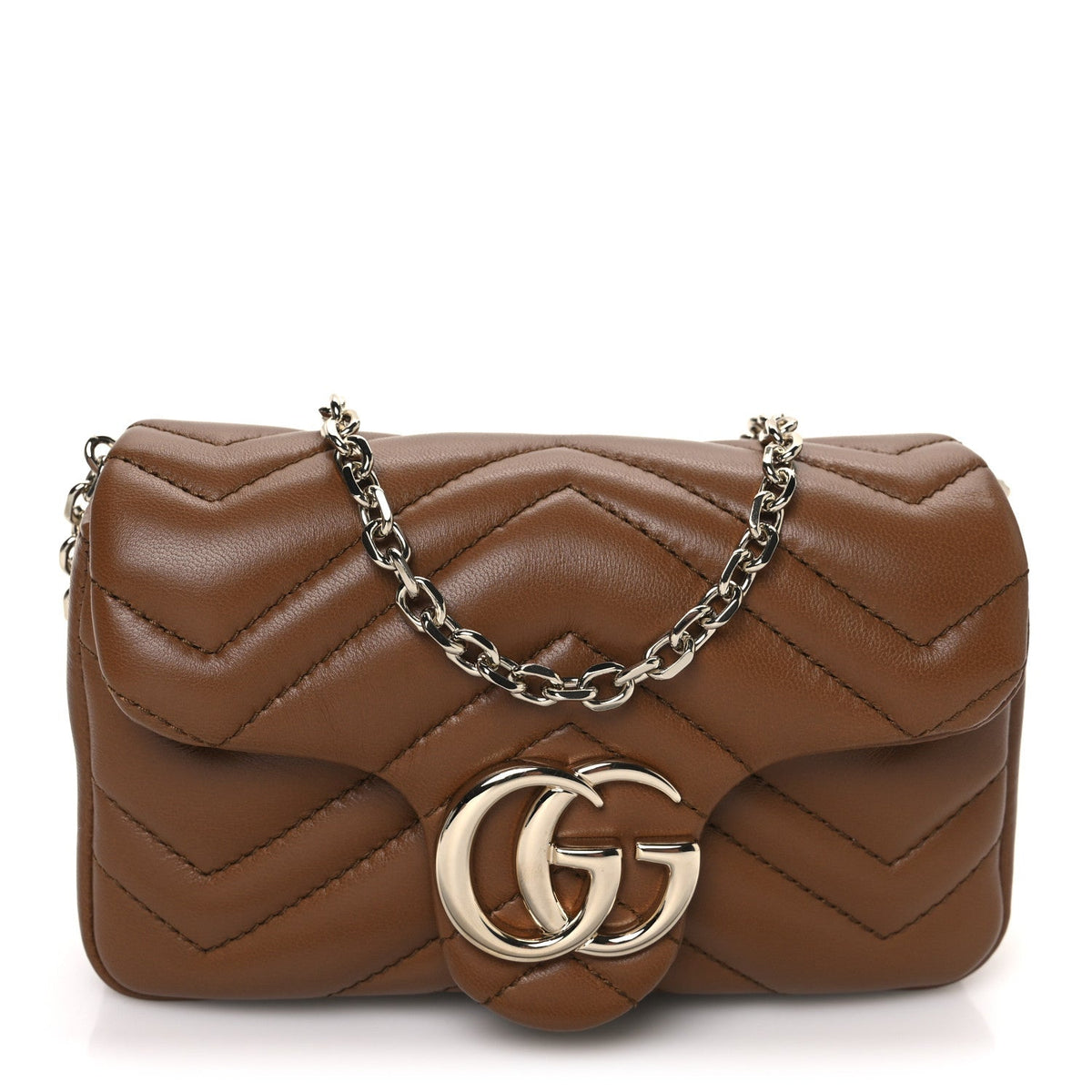 Lambskin Matelasse Mini GG Marmont Shoulder Bag Brown