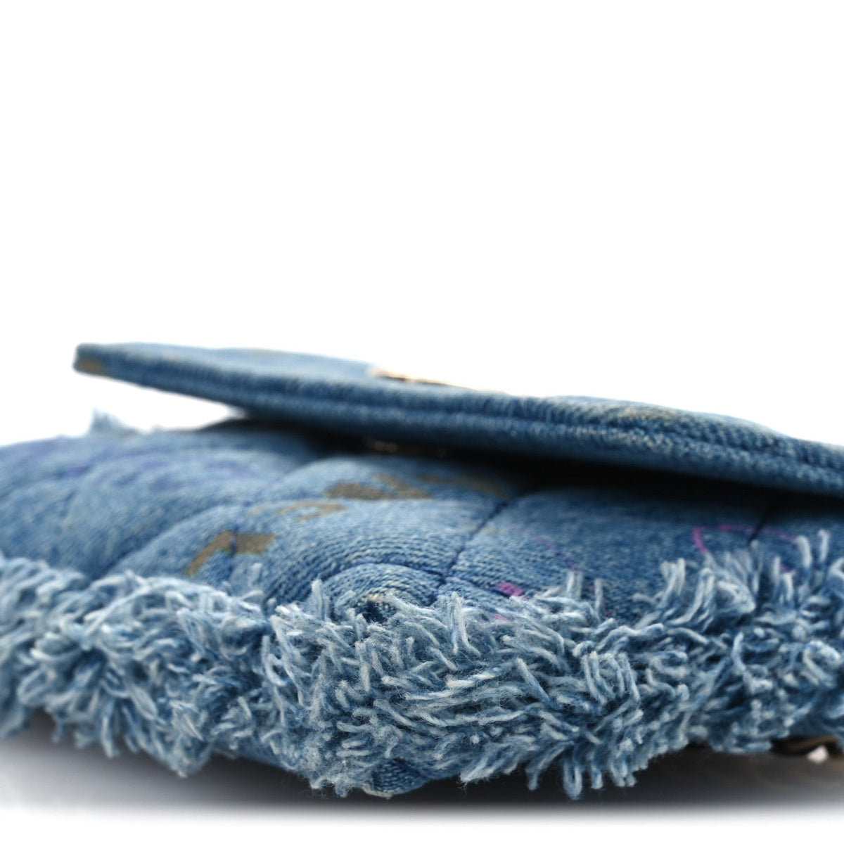 Denim Quilted Denim Mood Clutch With Chain Blue Multicolor