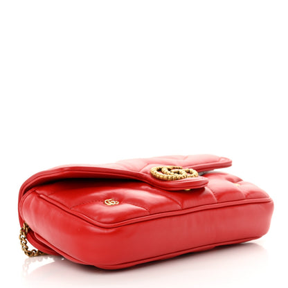 Calfskin Matelasse Double G Studs Mini Torchon GG Marmont Shoulder Bag Hibiscus Red