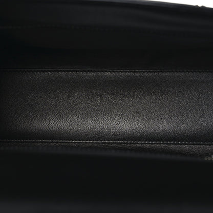 Shiny Calfskin Le Fermoir Top Handle Bag Small Black