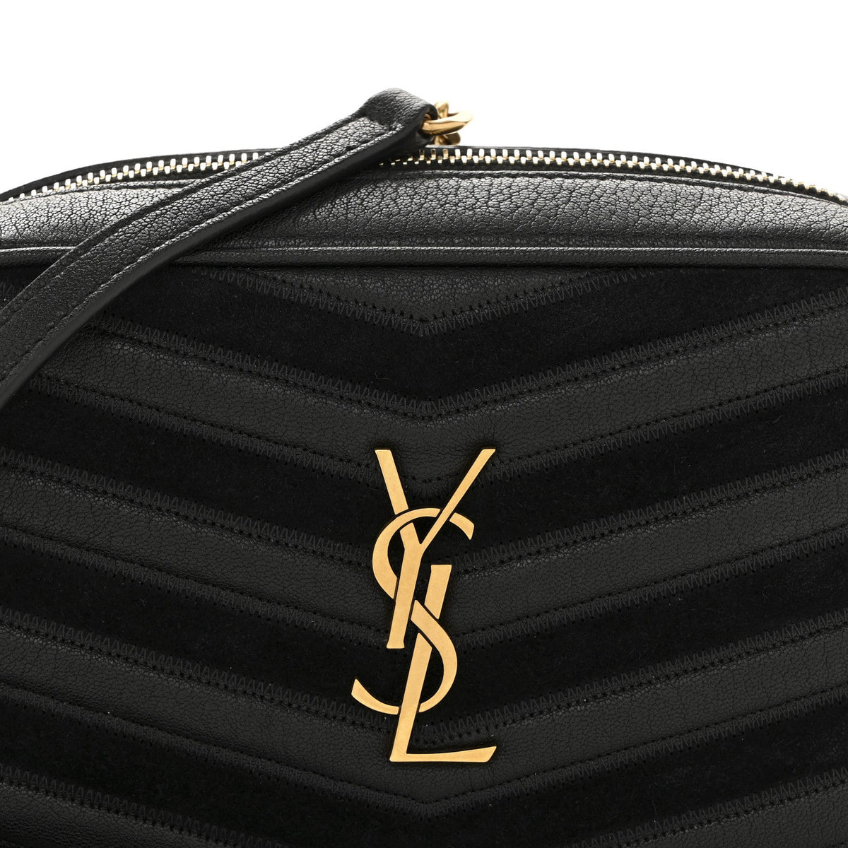 Calfskin Suede Matelasse Monogram Mini Lou Camera Bag Black