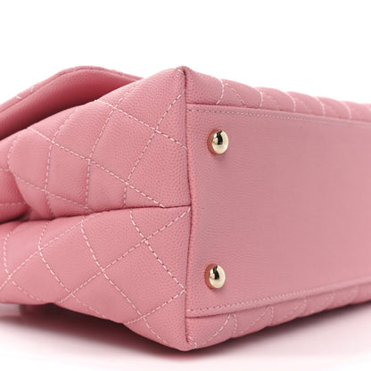 Caviar Quilted Small Coco Handle Flap Light Pink