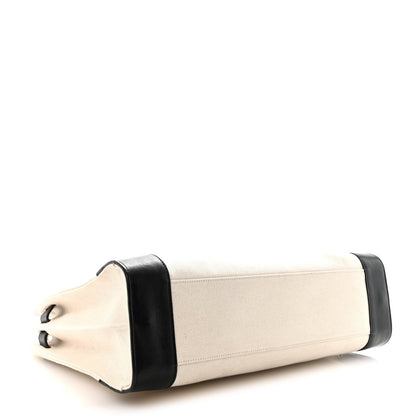 Canvas Calfskin Large Thin Sac De Jour Naturel Black