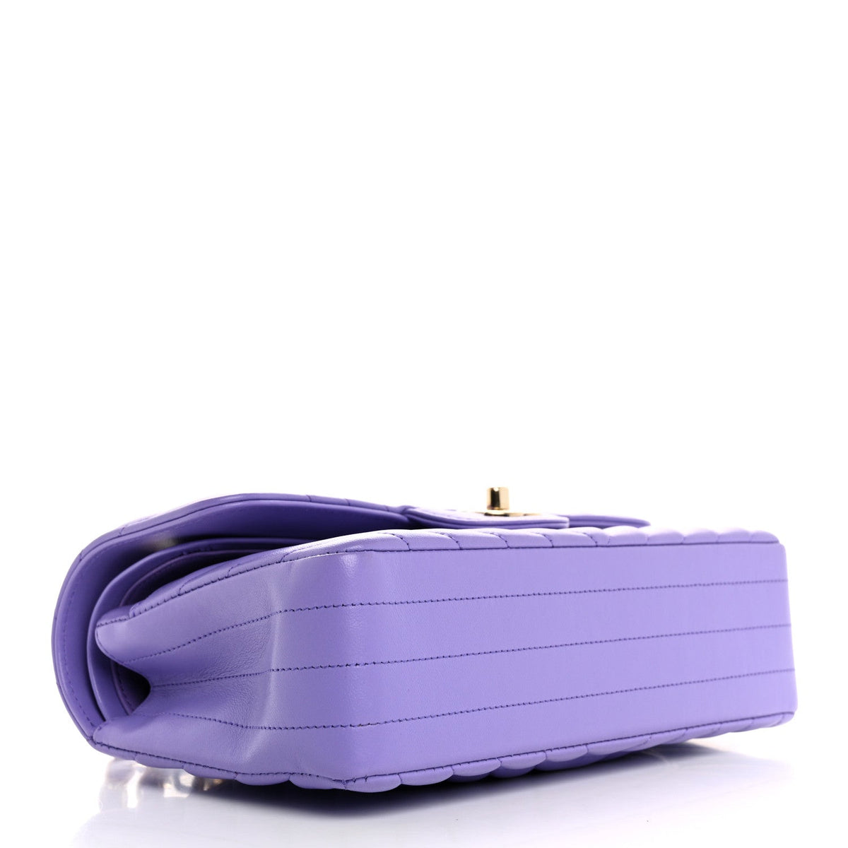 Lambskin Chevron Quilted Small Double Flap Purple