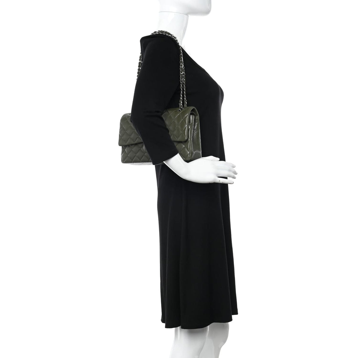 Chanel Caviar Quilted Medium Double Flap Dark Green