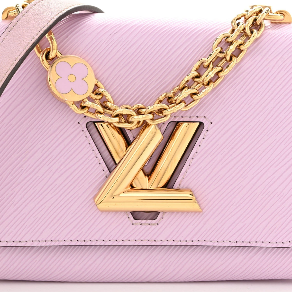Epi Twist Monogram Flower Chain Shoulder Bag MM Wisteria Pink Purple