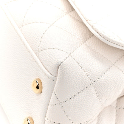 Caviar Quilted Extra Mini Coco Handle Flap White
