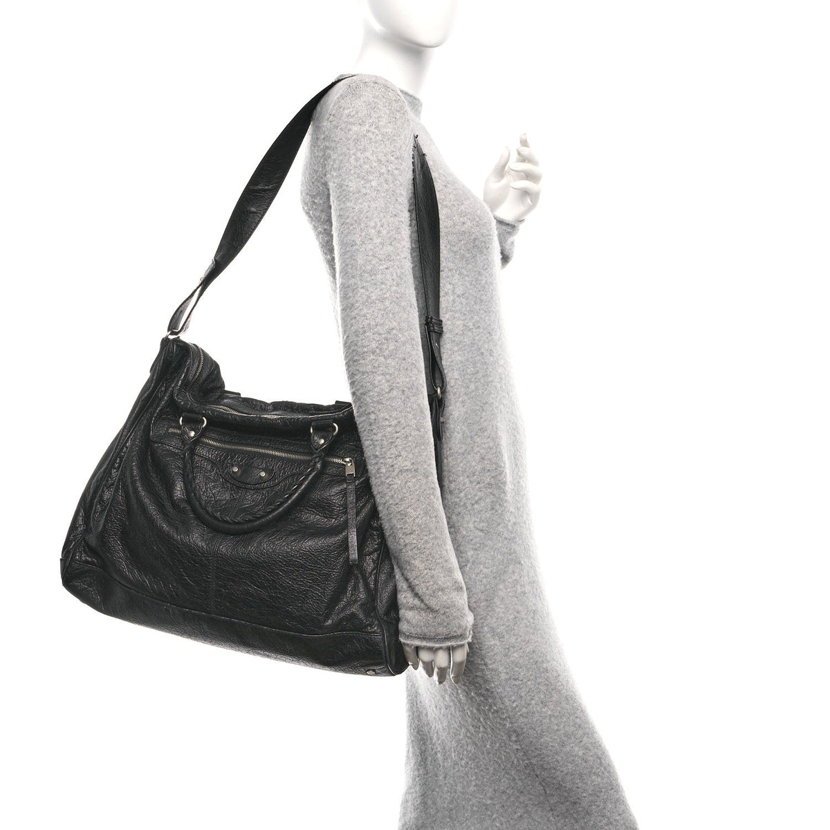 Agneau Classic Silver Hardware Weekender Black