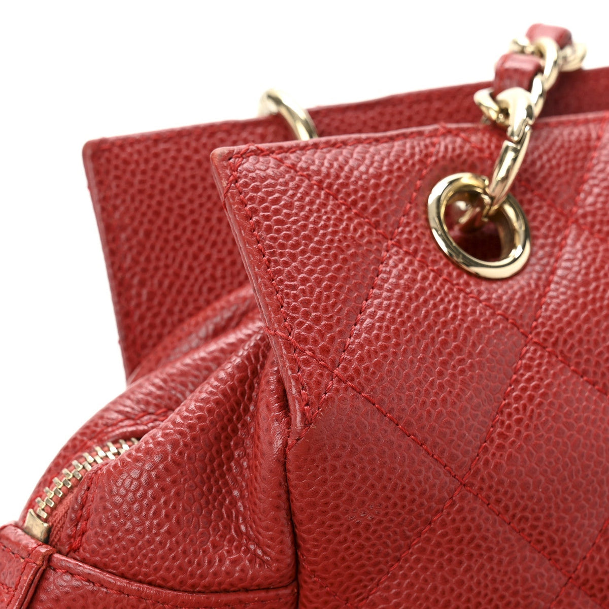Caviar Quilted Petit Timeless Shopping Tote PTT Red