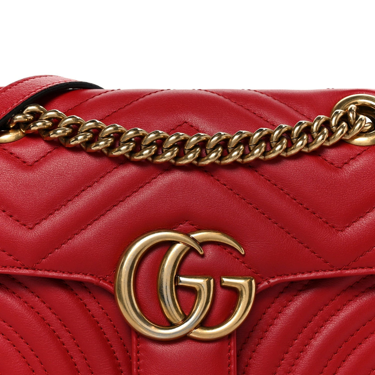 Calfskin Matelasse Mini GG Marmont Shoulder Bag Hibiscus Red