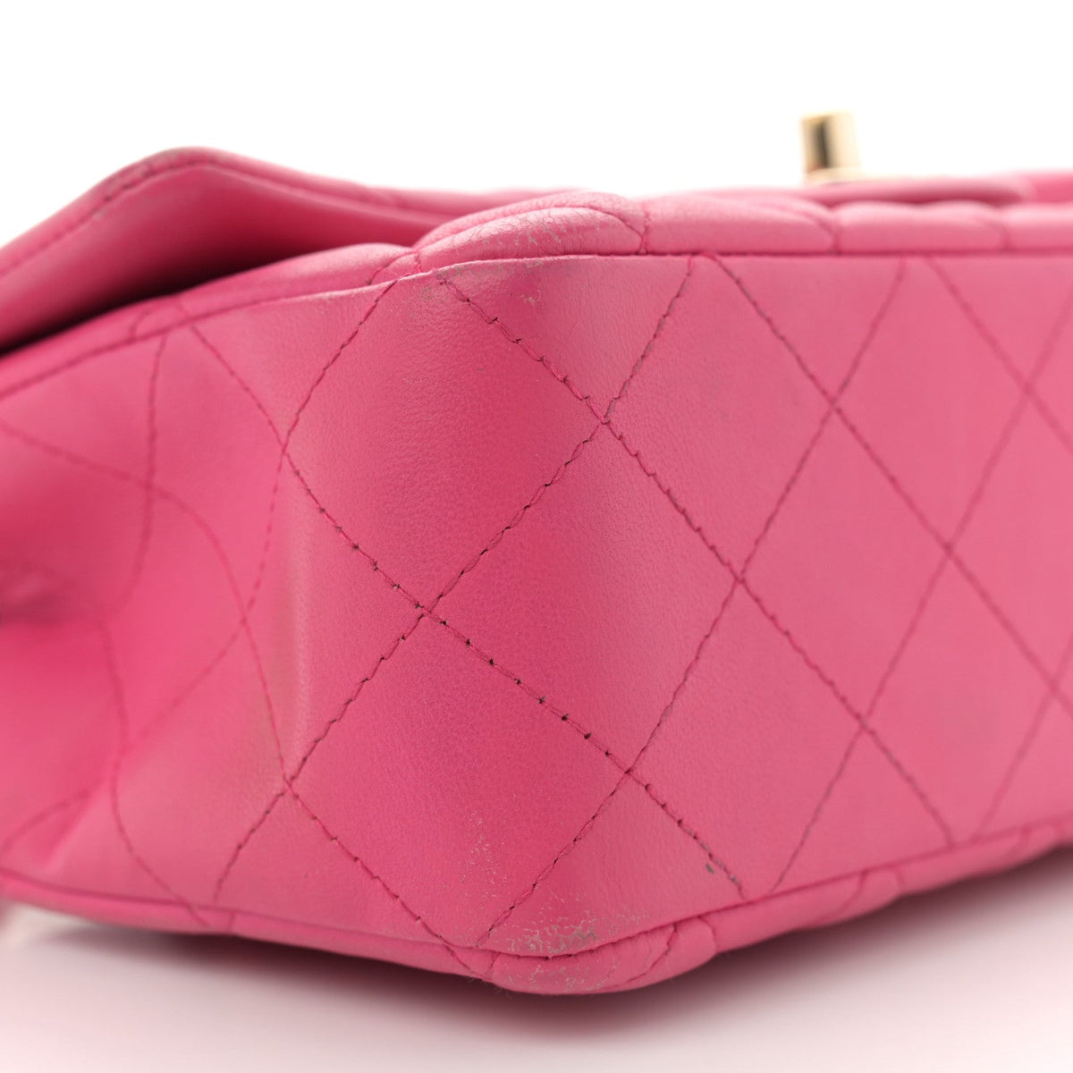 Lambskin Quilted Mini Rectangular Flap Fuchsia