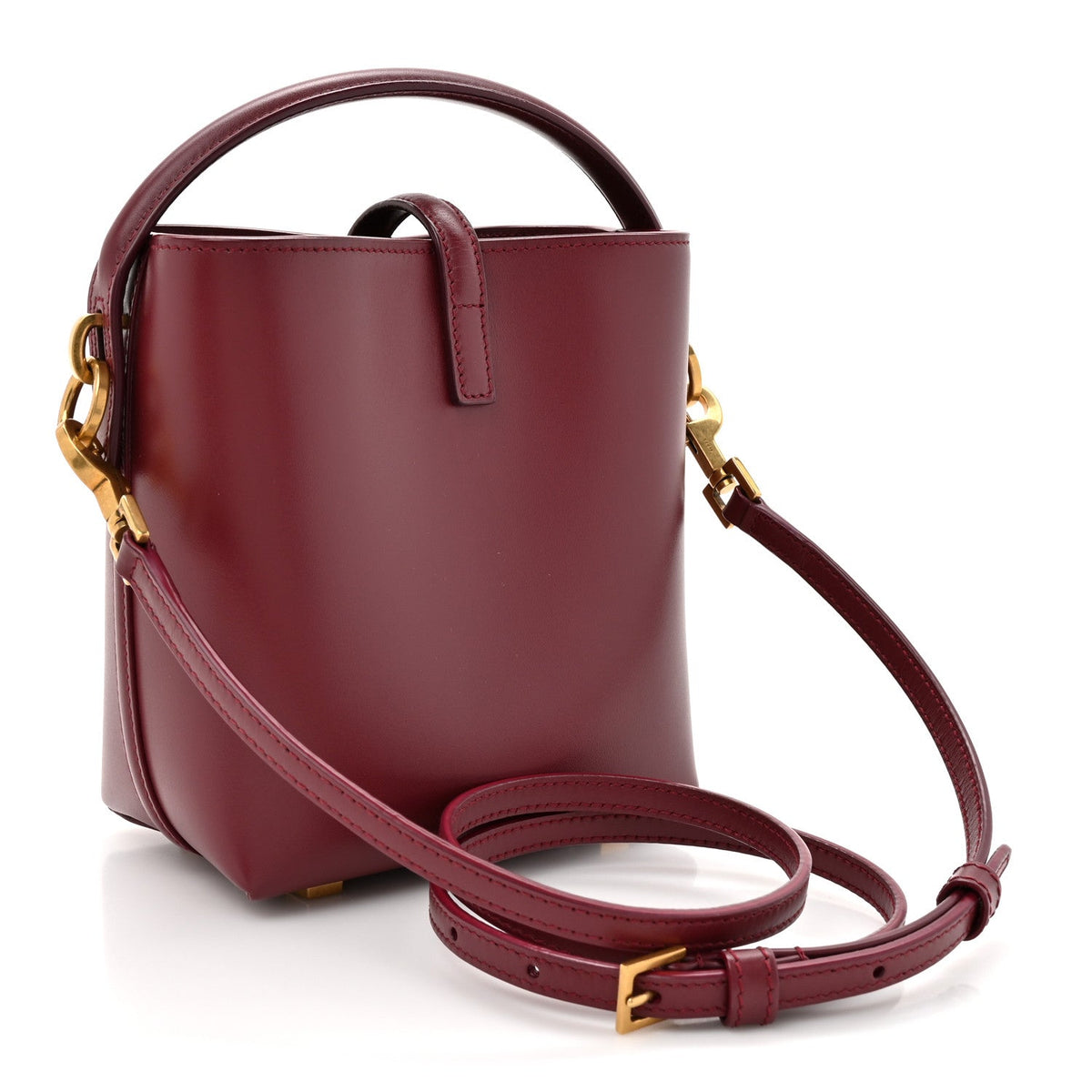 Shiny Calfskin Le 37 Mini Bucket Bag Rouge Merlot