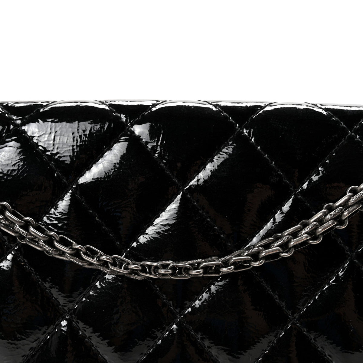 Distressed Patent Quilted 2.55 Reissue 227 Flap Black