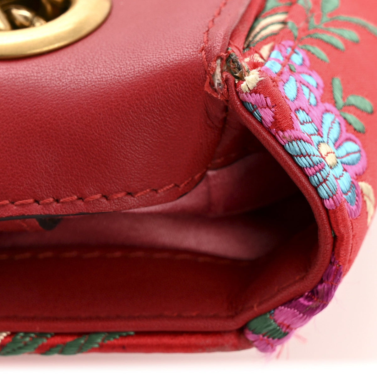 Jacquard Matelasse Floral Medium GG Marmont Shoulder Bag Red