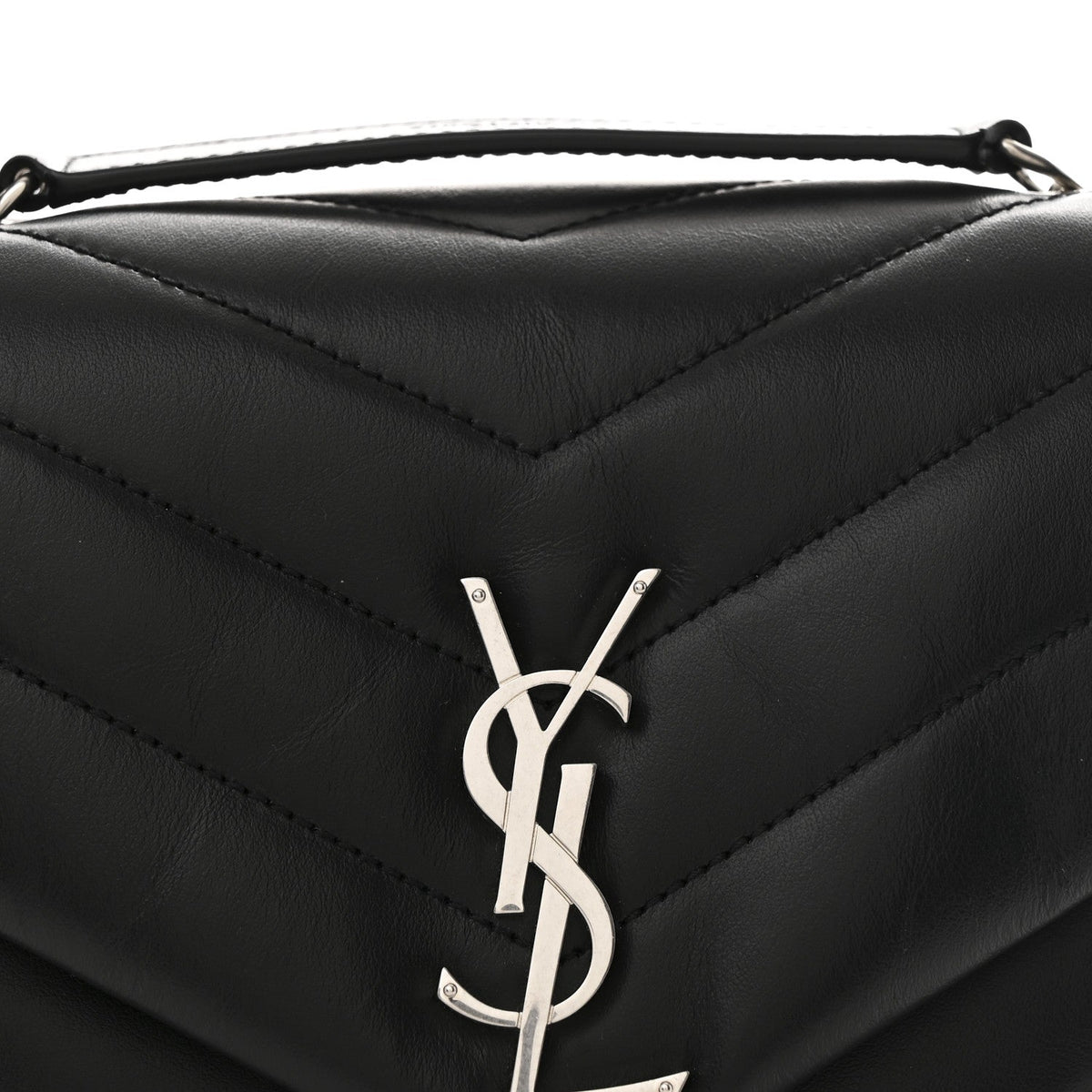Calfskin Y Quilted Monogram Small Loulou Chain Satchel Black