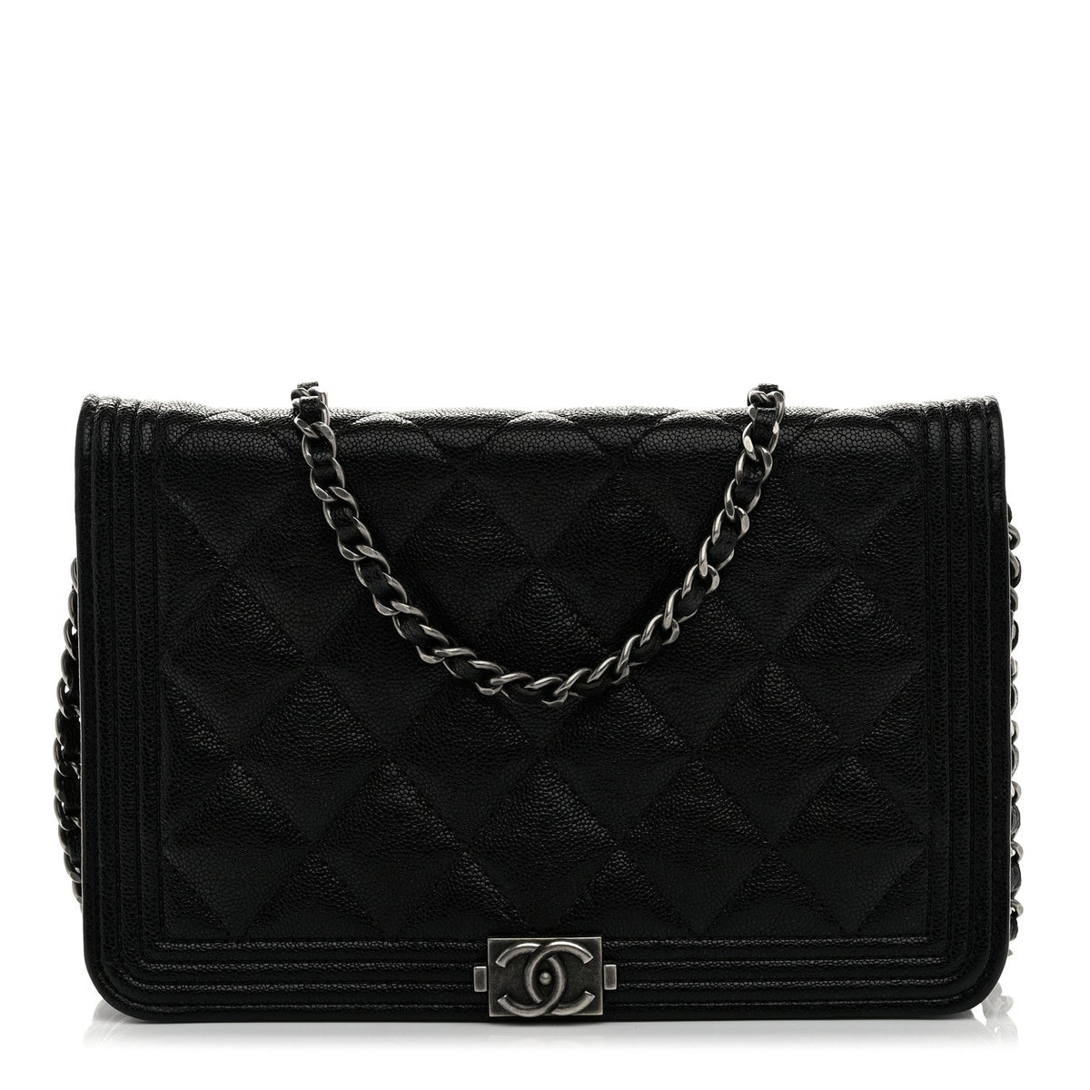 Caviar Quilted Boy Wallet On Chain WOC Black
