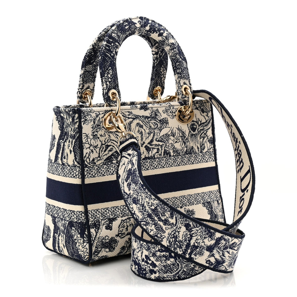Toile De Jouy Embroidered Medium Lady D-Lite Blue