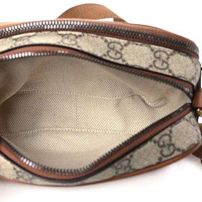GG Supreme Monogram Textured Calfskin Emblem Mini Crossbody Beige Dark Brown
