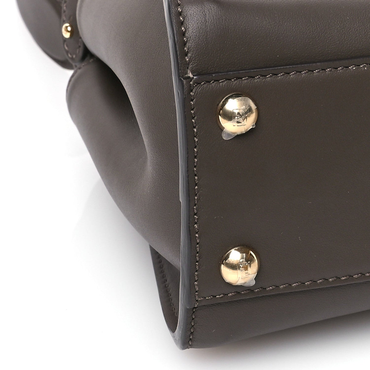 Vitello Seta Suede FF Mini Peekaboo Iconic Satchel Chocolate Sigaro Marrone