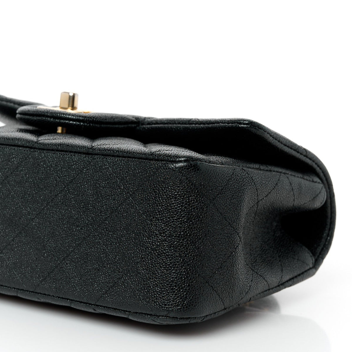 Caviar Quilted Mini Top Handle Rectangular Flap Black