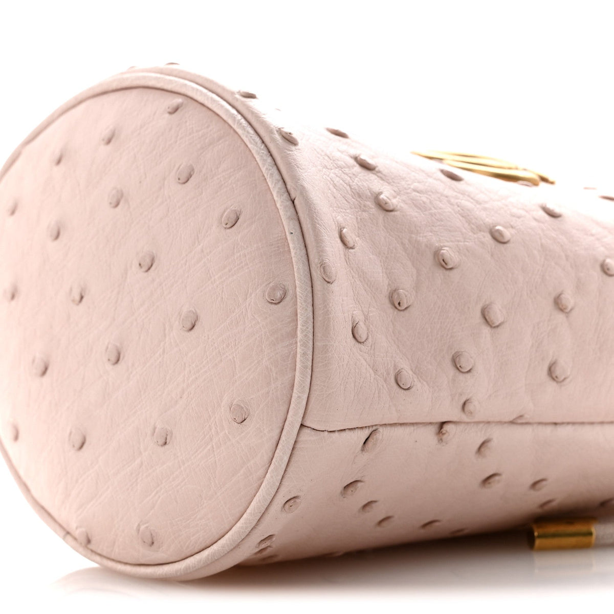 Ostrich Mini GG Marmont 2.0 Bucket Bag Light Pink