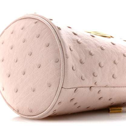 Ostrich Mini GG Marmont 2.0 Bucket Bag Light Pink