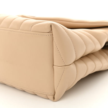 Calfskin Y Quilted Monogram Medium Loulou Chain Satchel Nude Powder