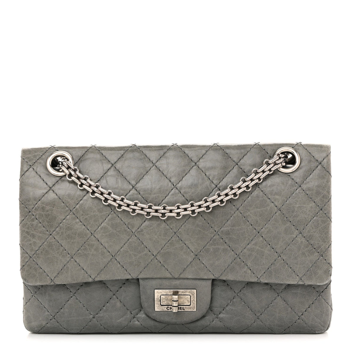 Aged Calfskin Quilted 50th Anniversary 2.55 Reissue Flap 225 Grey