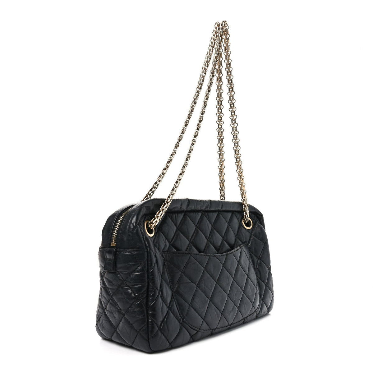 Aged Calfskin Quilted Medium Reissue Camera Case Black