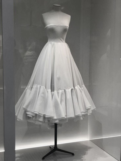 Elegant White Strapless A-Line Long Party Dresses Light Wedding Dresses, D1193