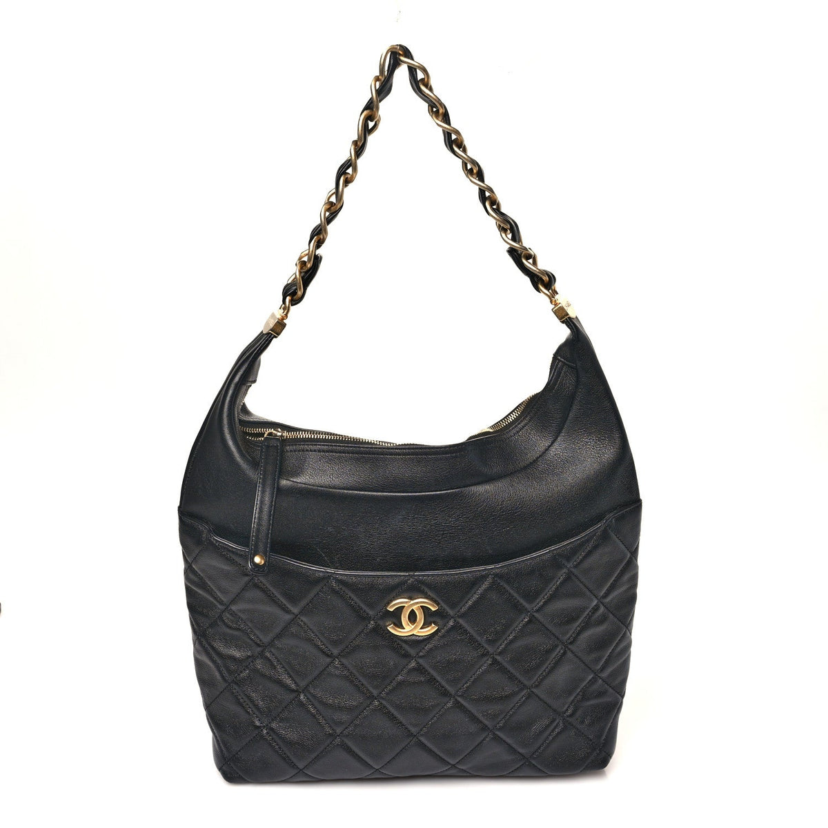 Calfskin Quilted Close To Me Hobo Black