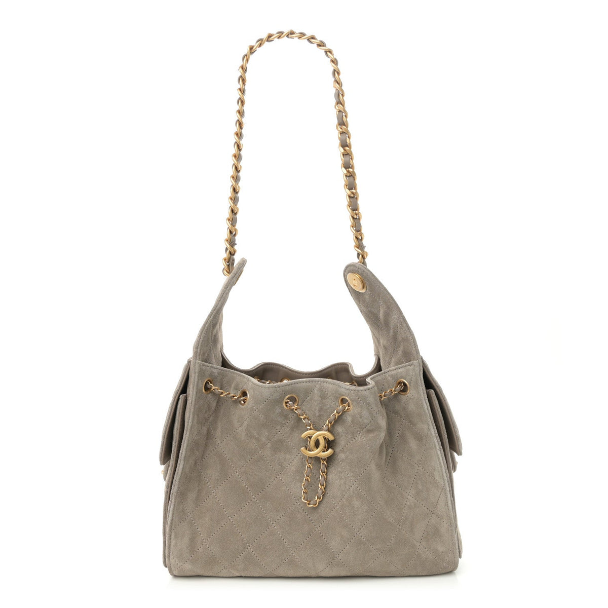 Suede Quilted Small Chanel 25 Handbag Dark Grey