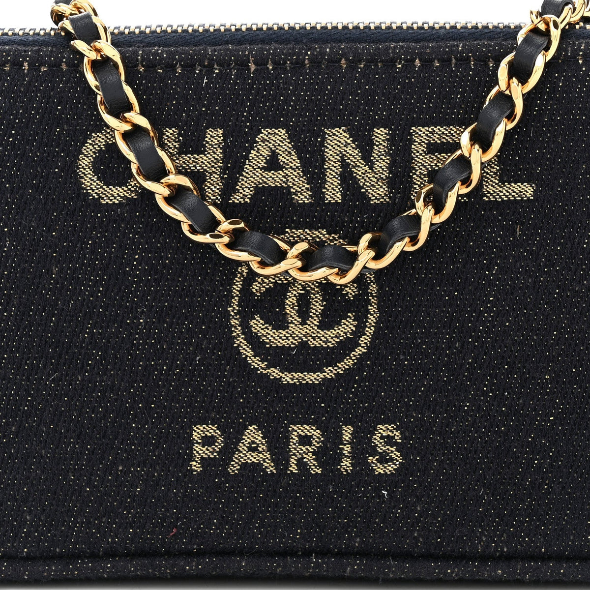 Canvas Small Deauville Clutch With Chain Black