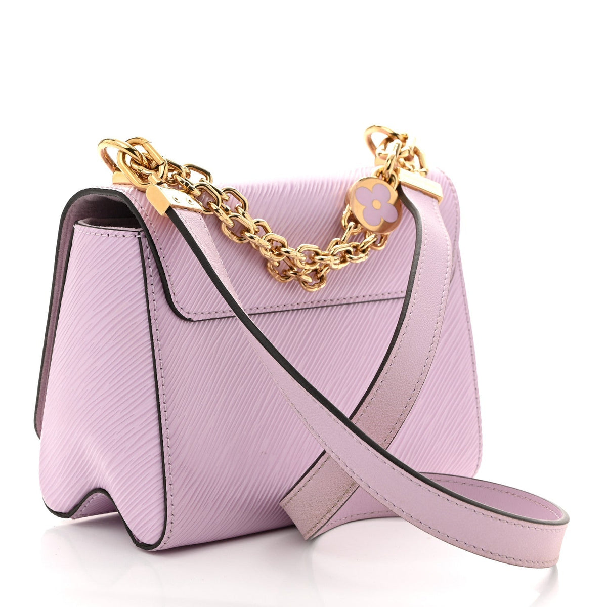 Epi Twist Monogram Flower Chain Shoulder Bag MM Wisteria Pink Purple